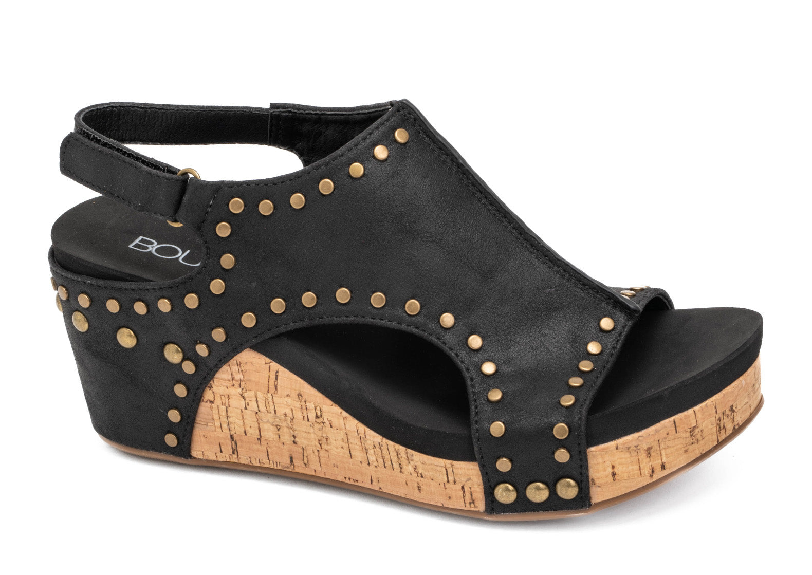 CORKYS Carley Black Oil Studded Wedge