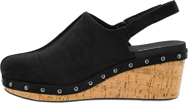 CORKYS Make Em Blush Black Faux Suede Wedge