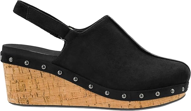 CORKYS Make Em Blush Black Faux Suede Wedge