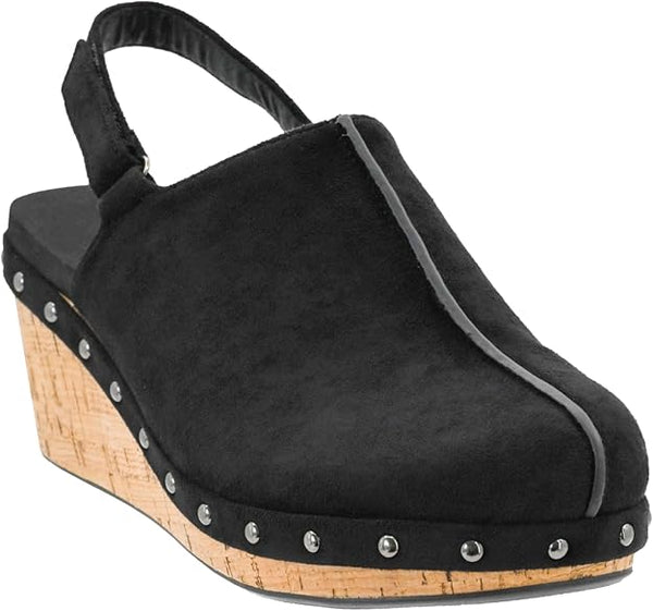 CORKYS Make Em Blush Black Faux Suede Wedge