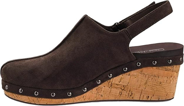 CORKYS Make Em Blush Chocolate Faux Suede Wedge