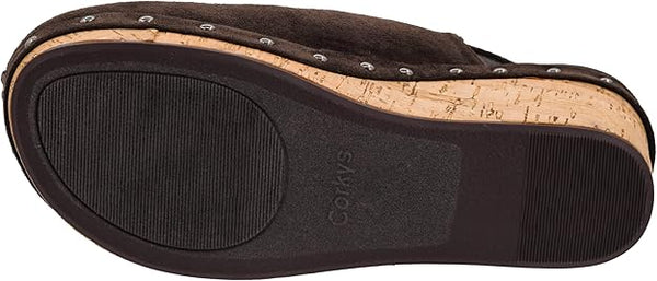CORKYS Make Em Blush Chocolate Faux Suede Wedge
