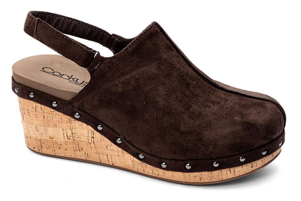CORKYS Make Em Blush Chocolate Faux Suede Wedge