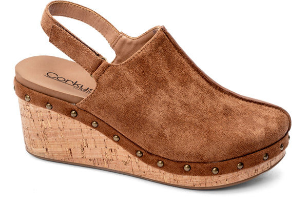 CORKYS Make Em Blush Tobacco Faux Suede Wedge