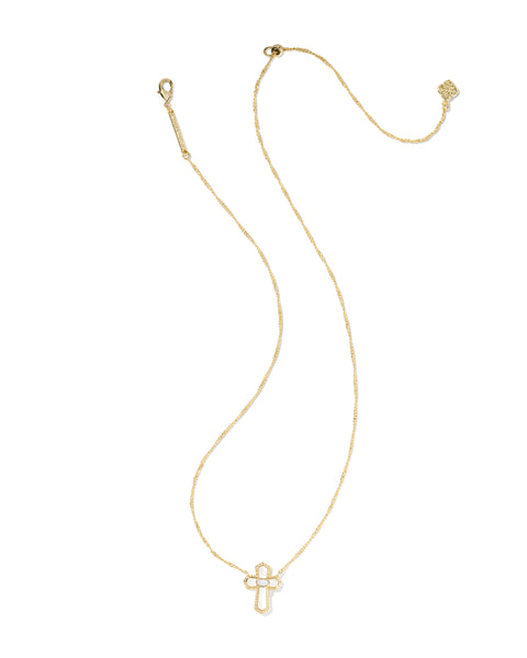 CROSS MEDALLION SHORT PENDANT NECKLACE GOLD