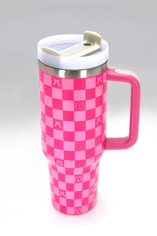 Checkered Bow 40oz Stainless Tumbler