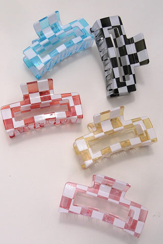 Checkered Translucent Hair Clip