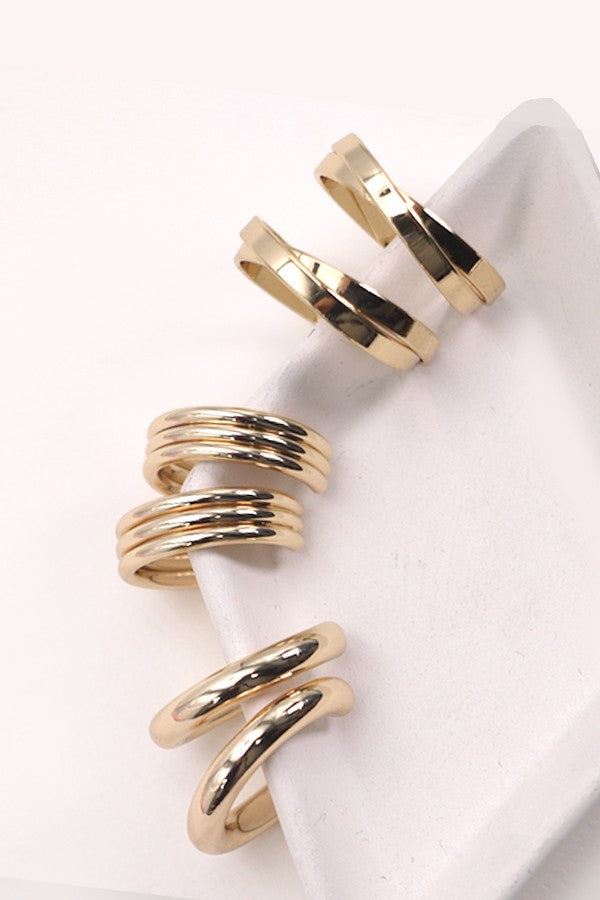 Classic Trio Hoop Earrings 3PC Set Gold