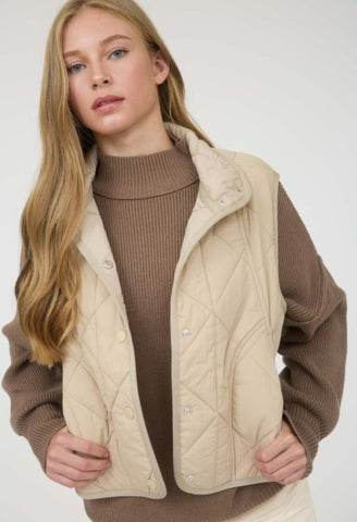 Lightweight Quilted Vest Khaki