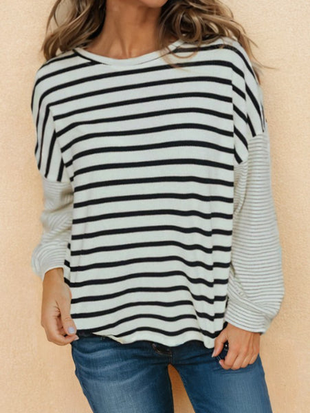 Cameron Black Ivory Stripe Knit Top