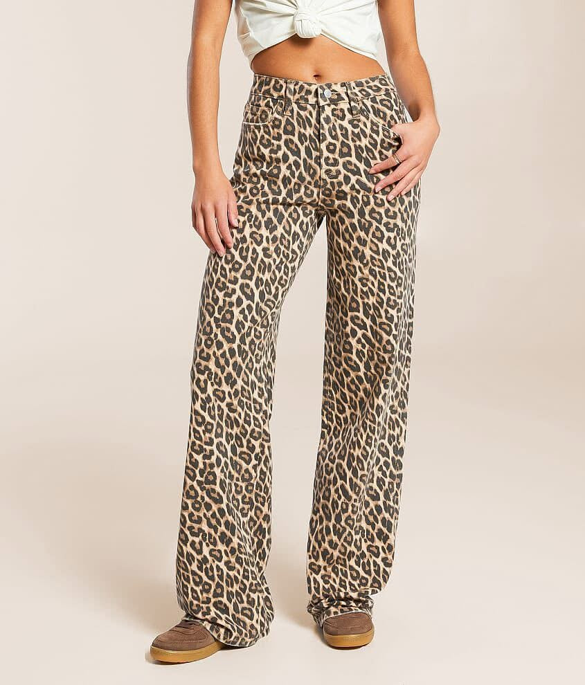 Vervet Leopard Print Wide Leg Straight Jean