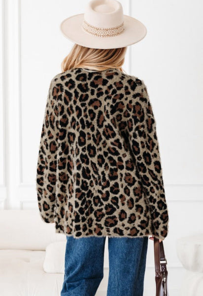 Cristina Leopard Open Front Cardigan
