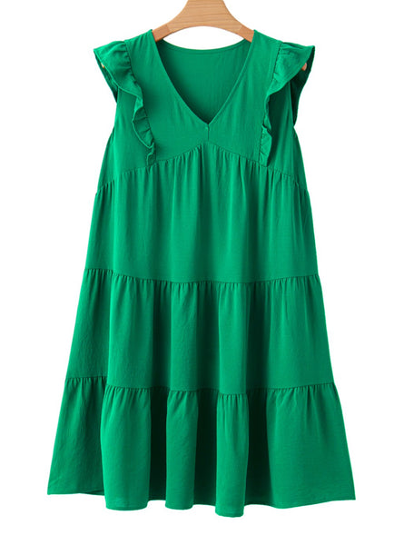 Kelly Green Ruffle Tiered Dress