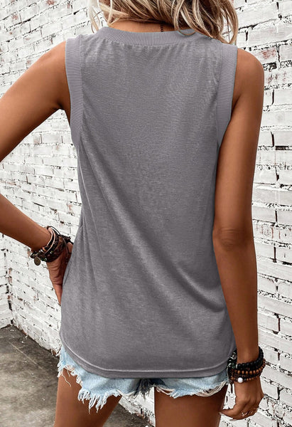 Essential V Neck Tank Grey