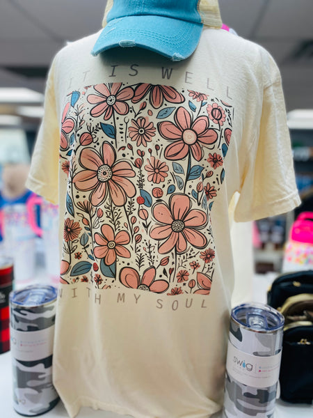 Comfort Colors Floral It is Well Tee