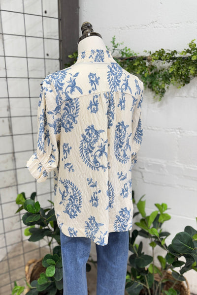 UMGEE Paris Paisley Top Blue Mix