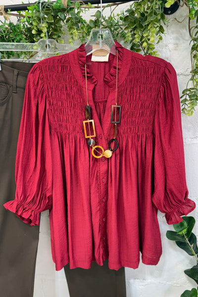 UMGEE Crimson Ruffe Top