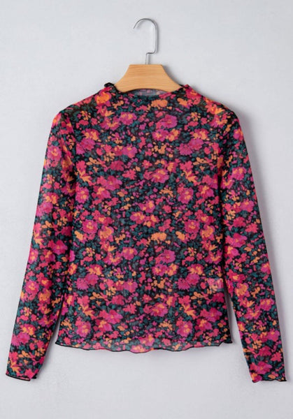 Black Mix Boho Mesh Layering Top