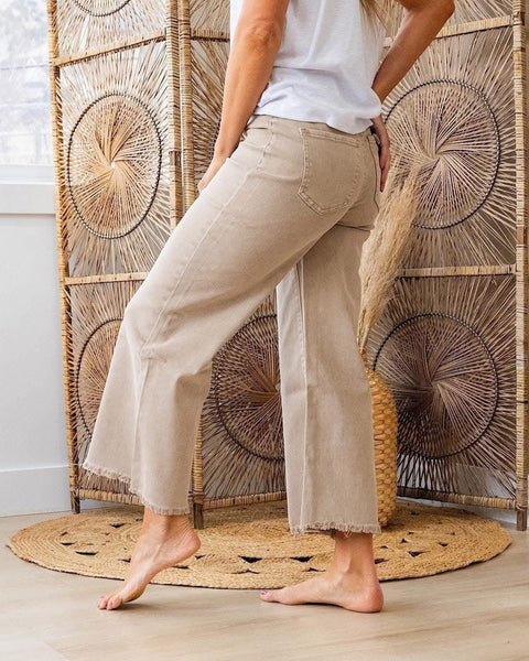 Wide Leg Crop Jean Ash Mocha