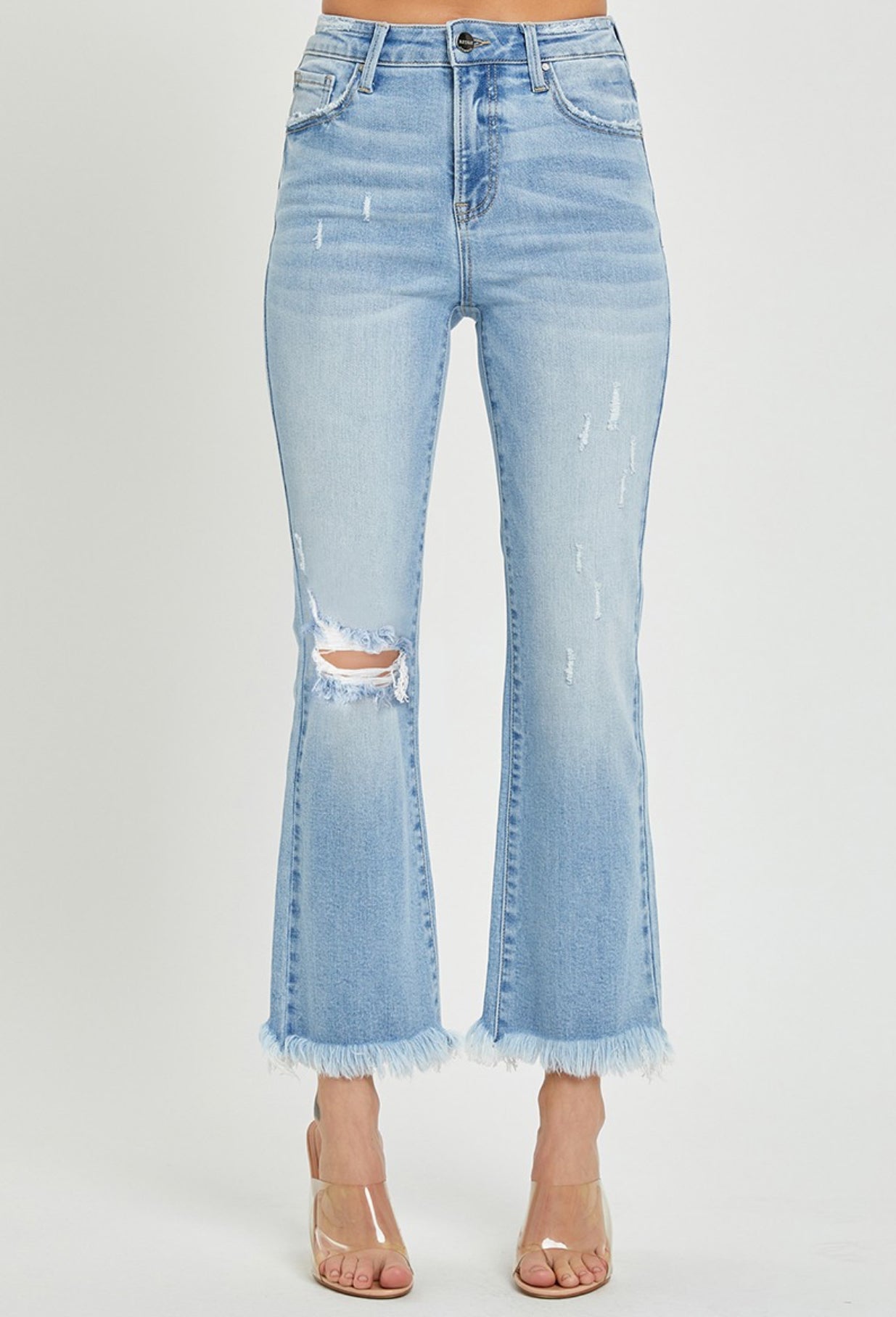 RISEN Light Wash Straight Leg Crop Jean