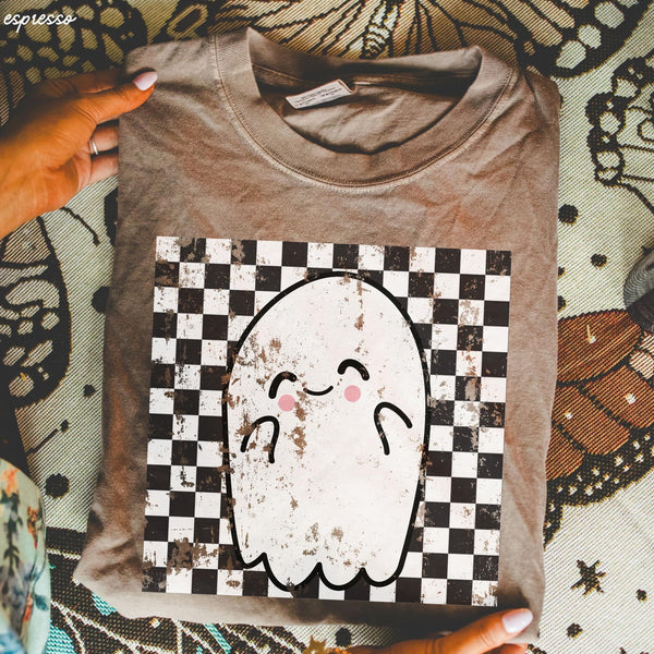 Comfort Colors Espresso Checker Ghost Tee