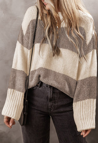 Lanie Taupe Classic Stripe Sweater