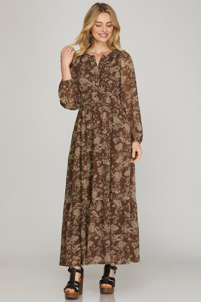 Stevie Floral Maxi Dress Cocoa