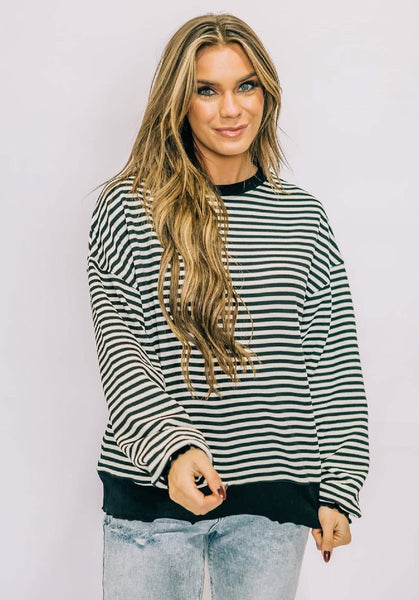 Black Stripe Cozy Knit Top