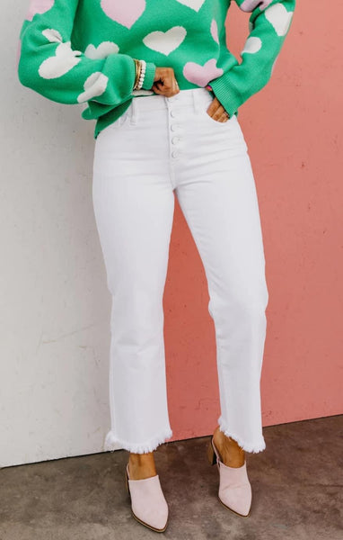 KanCan White Straight Leg Jean