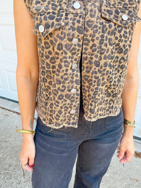 Leopard Denim Vest