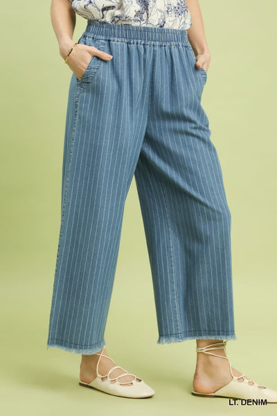 UMGEE Denim Stripe Wide Leg Pant