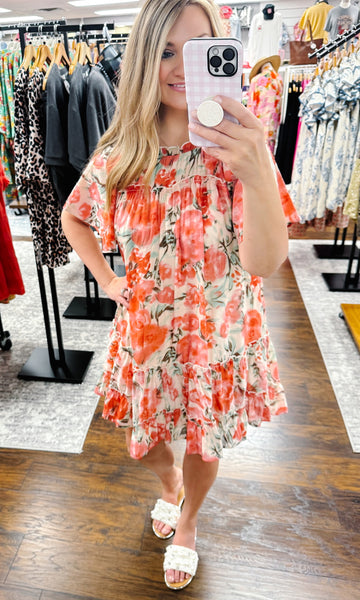 UMGEE Rose Watercolor Tiered Dress