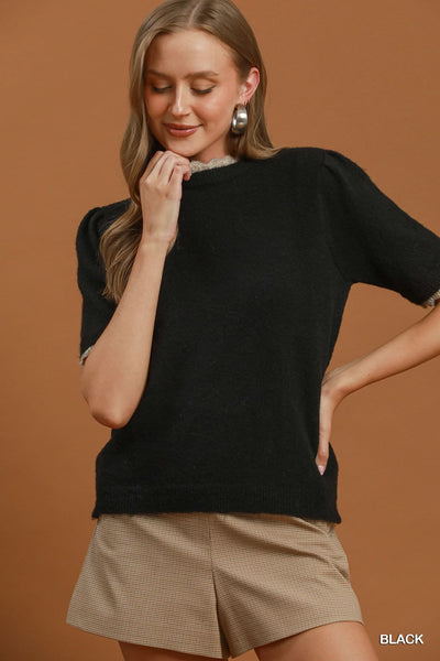 UMGEE Scallop Trim Sweater Black