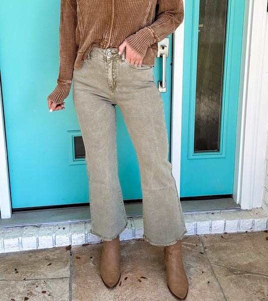Wide Leg Jean Light Olive