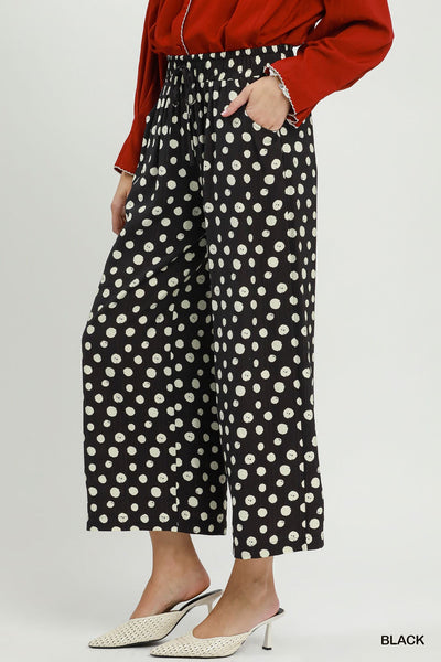 UMGEE Polka Dot Wide Leg Pant Black