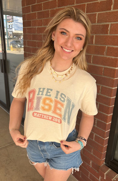 He Is Risen Pastel Comfort Colors Tee