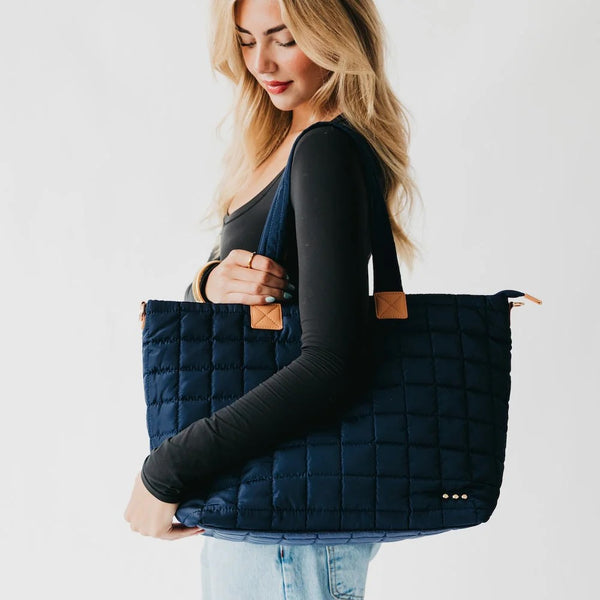 Daydreamer Quilted Tote Bag Navy Blue