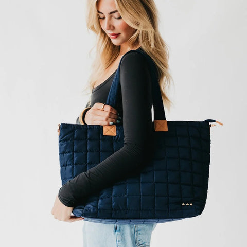 Daydreamer Quilted Tote Bag Navy Blue