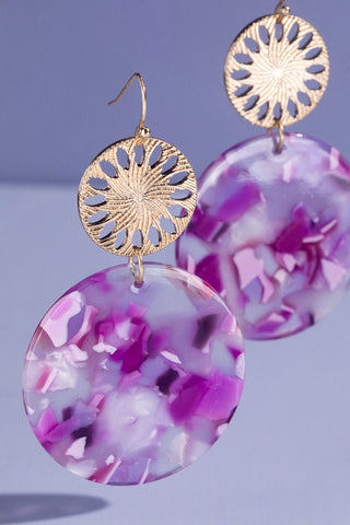 Double Circle Gold Earring Purple