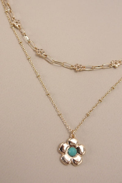 Double Layer Flower Pendant Necklace