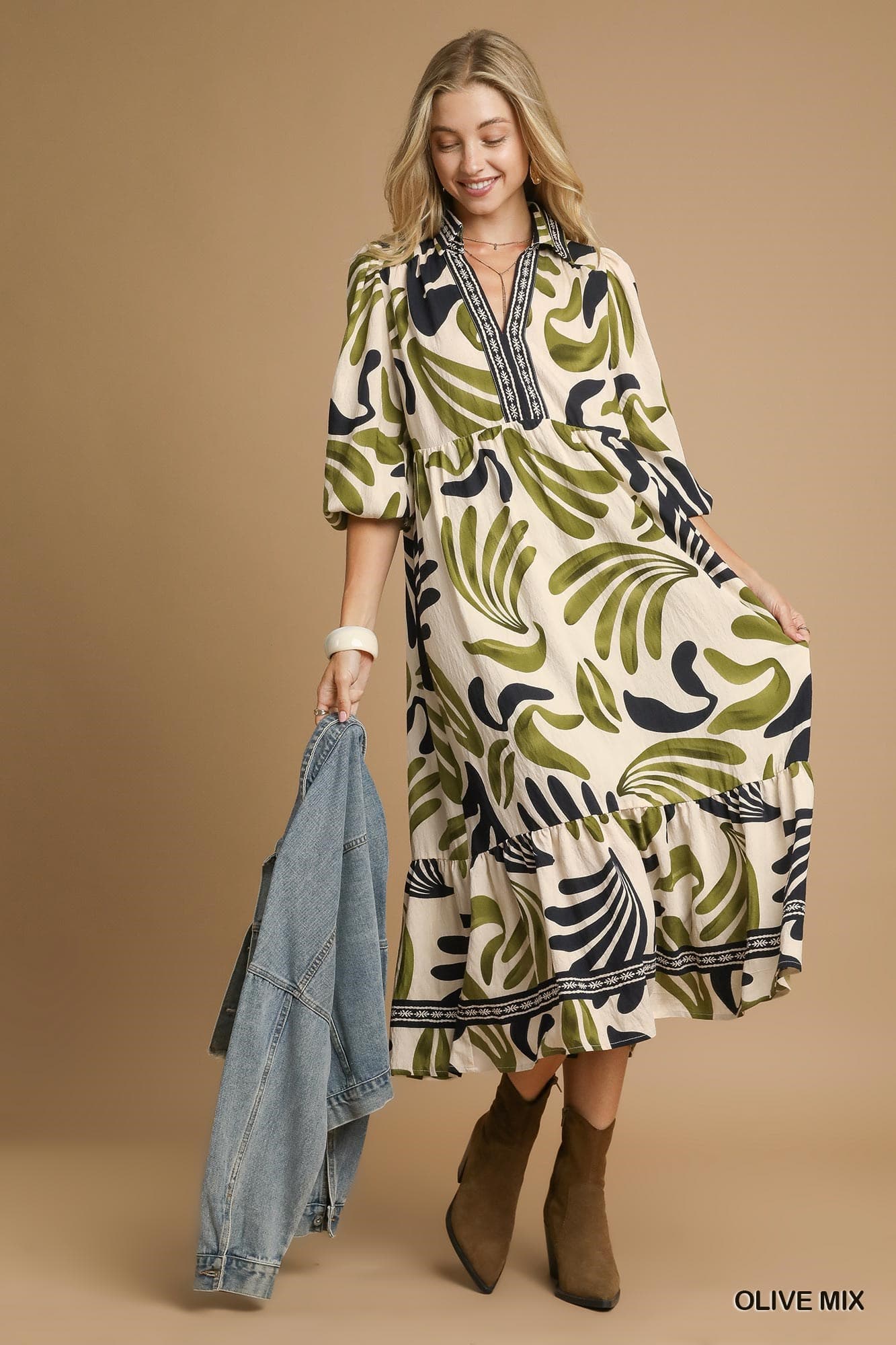 UMGEE Boho Leafy Print Maxi Dress – Magnolia Trading Post
