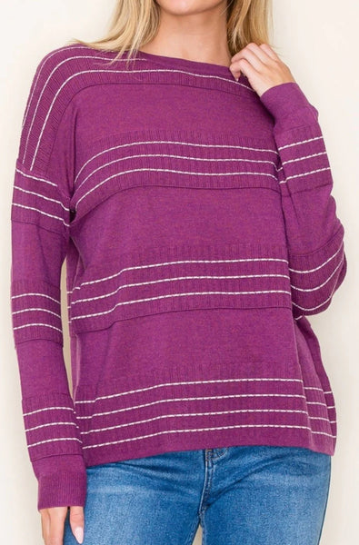 Magenta Triple Stripe Sweater