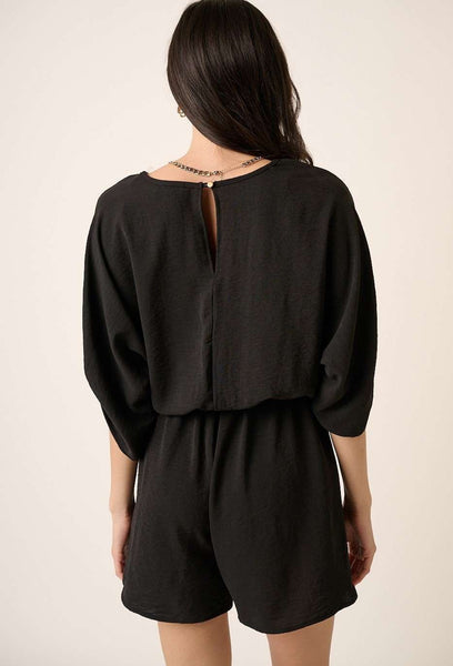 Airflow Elastic Waist Romper Black