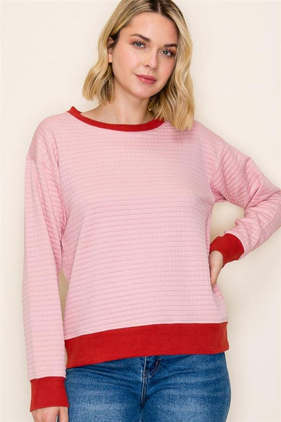 Contrast Quilted Top Blush