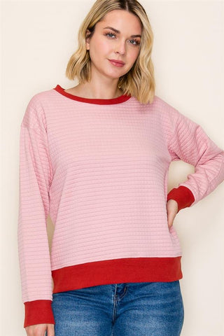 Contrast Quilted Top Blush
