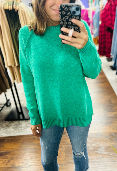 Chenille Raglan Sweater Green