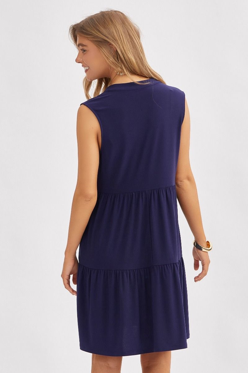 Solid Tank Ruffle Tiered Dress Navy – Magnolia Trading Post
