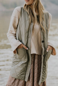 Quilted Long Puffer Vest