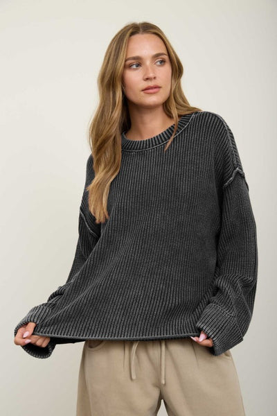 Cuffed Knit Sweater Vintage Black
