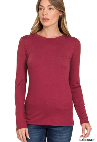 Long Sleeve Essential Layering Tee Cabernet